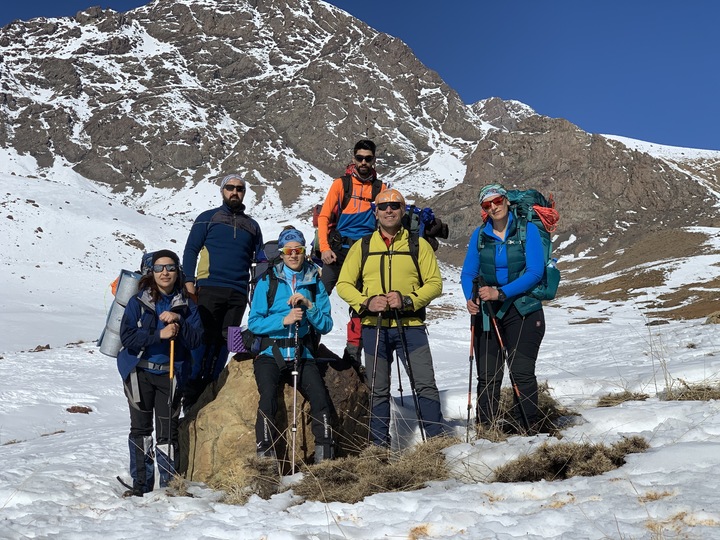 Ms Qadri and her team on the snow-capped Mountain of Halgurd, highest mountain peak in the Kurdistan Region, located in northeastern of capital Erbil, Jan. 8, 2021. (Photo: Dilan Qadri) 